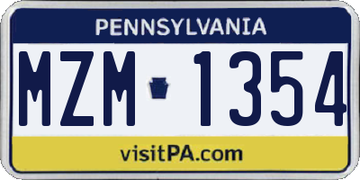 PA license plate MZM1354