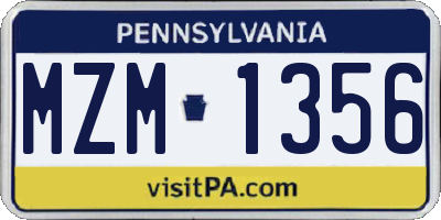 PA license plate MZM1356
