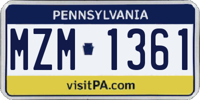 PA license plate MZM1361