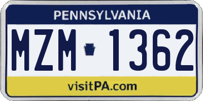 PA license plate MZM1362