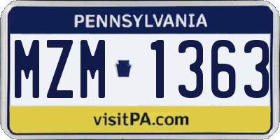 PA license plate MZM1363