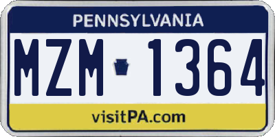 PA license plate MZM1364