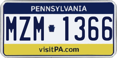 PA license plate MZM1366