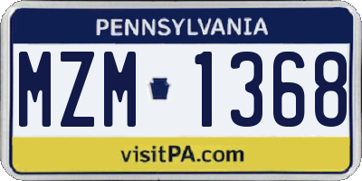 PA license plate MZM1368