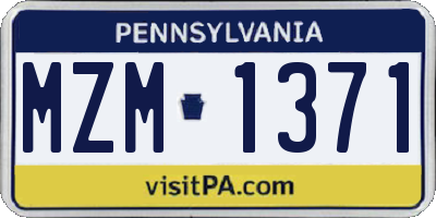PA license plate MZM1371