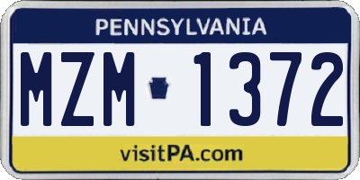 PA license plate MZM1372