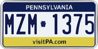 PA license plate MZM1375