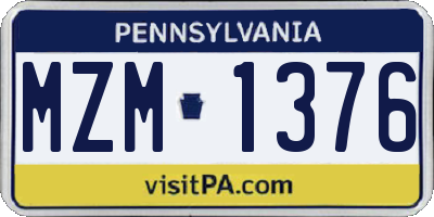 PA license plate MZM1376