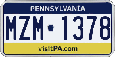 PA license plate MZM1378