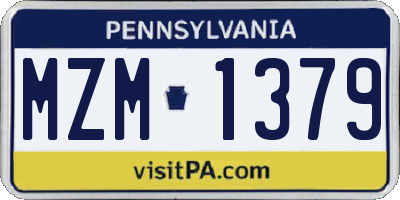 PA license plate MZM1379
