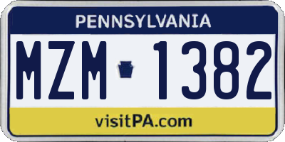 PA license plate MZM1382