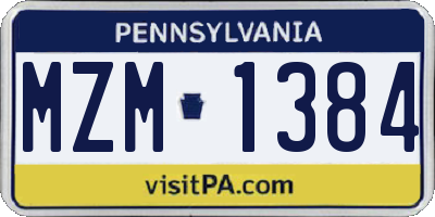 PA license plate MZM1384