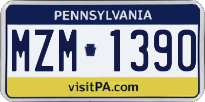 PA license plate MZM1390