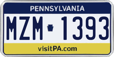 PA license plate MZM1393