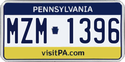 PA license plate MZM1396