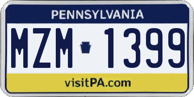 PA license plate MZM1399