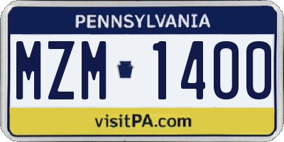PA license plate MZM1400