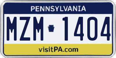 PA license plate MZM1404