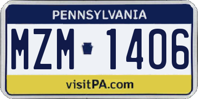 PA license plate MZM1406
