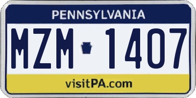 PA license plate MZM1407