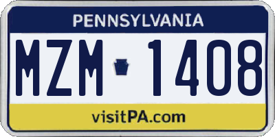 PA license plate MZM1408