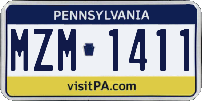 PA license plate MZM1411