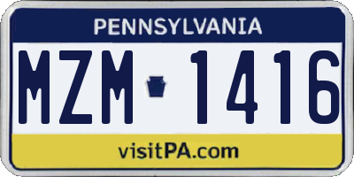 PA license plate MZM1416