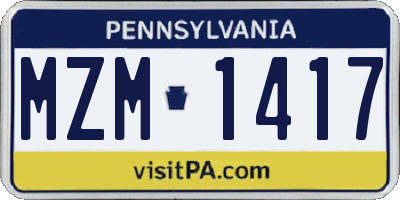 PA license plate MZM1417