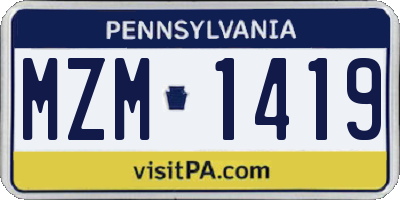 PA license plate MZM1419