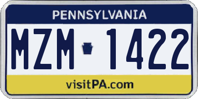 PA license plate MZM1422