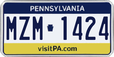 PA license plate MZM1424