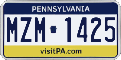 PA license plate MZM1425