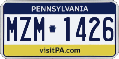 PA license plate MZM1426