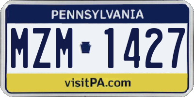 PA license plate MZM1427