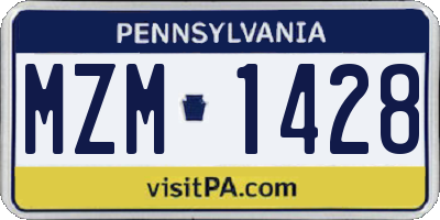 PA license plate MZM1428
