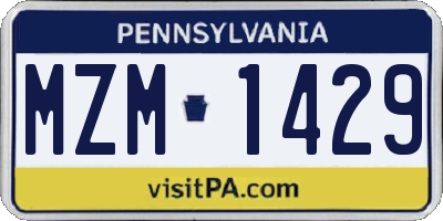 PA license plate MZM1429