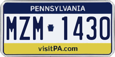PA license plate MZM1430