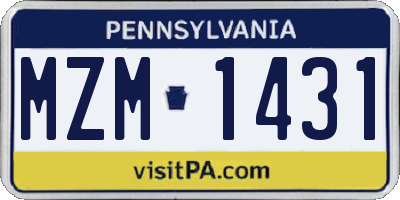 PA license plate MZM1431