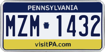 PA license plate MZM1432