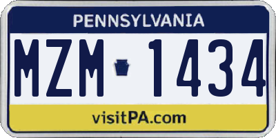 PA license plate MZM1434