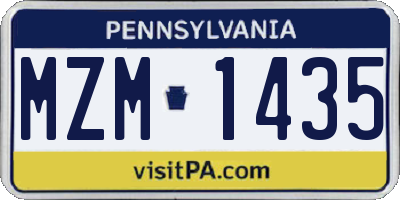 PA license plate MZM1435