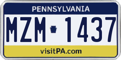 PA license plate MZM1437