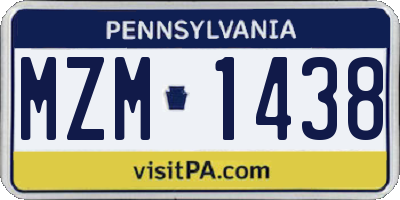 PA license plate MZM1438
