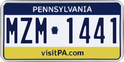 PA license plate MZM1441