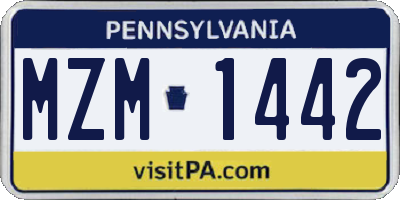 PA license plate MZM1442