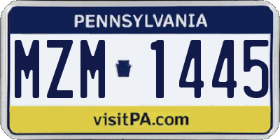 PA license plate MZM1445