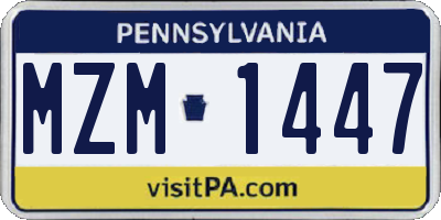 PA license plate MZM1447