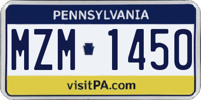 PA license plate MZM1450