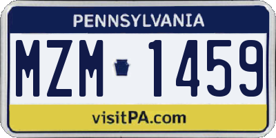PA license plate MZM1459