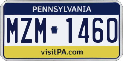 PA license plate MZM1460